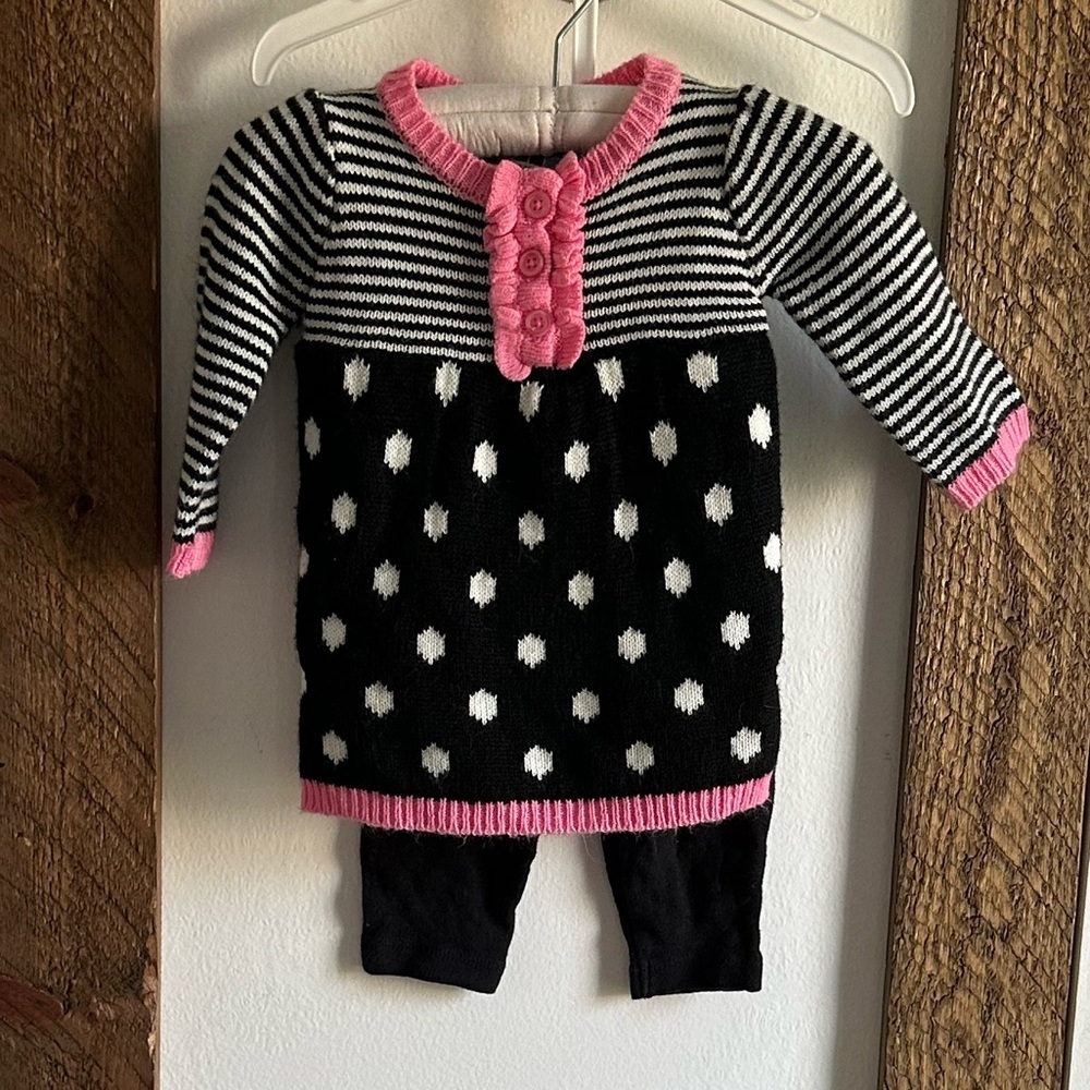 Vintage Baby Girl Clothes Healthtex 0-3M Sweater Dress + Carter’s Ruffle pants